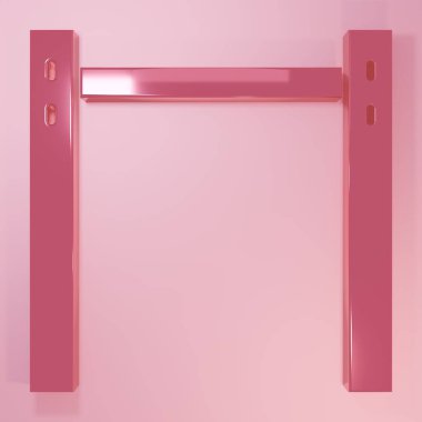 Pink Sport horizontal bar icon isolated on pink background. Minimalism concept. 3D render illustration.