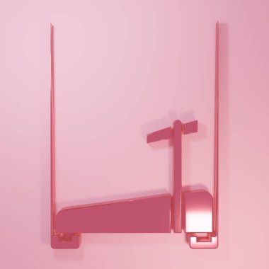Pink Treadmill machine icon isolated on pink background. Minimalism concept. 3D render illustration.