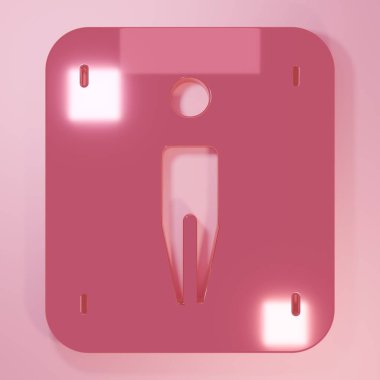 Pembe erkek tuvalet ikonu pembe arka planda izole edilmiş. Tuvalet tabelası. Lavaboda. Minimalizm kavramı. 3 Boyutlu resimleme.