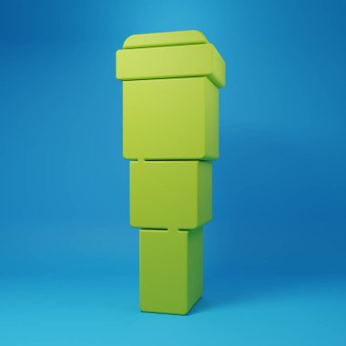 Green Spyglass telescope lens icon isolated on blue background. Sailor spyglass. Minimalism concept. 3D render illustration.