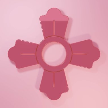 Pembe İtfaiyeci ikonu pembe arka planda izole edilmiş. Minimalizm kavramı. 3 Boyutlu resimleme.