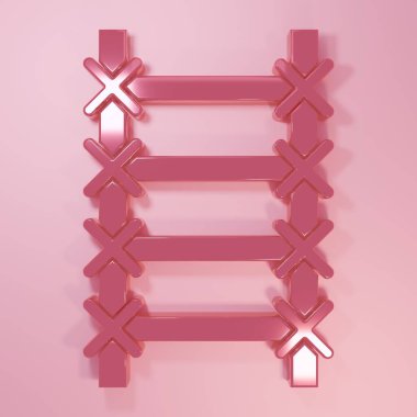 Pembe Yangın merdiven ikonu pembe arka planda izole edildi. Pompier merdiveni. İtfaiyeciler merdiveni sırıkla tırmanır. Minimalizm kavramı. 3 Boyutlu resimleme.