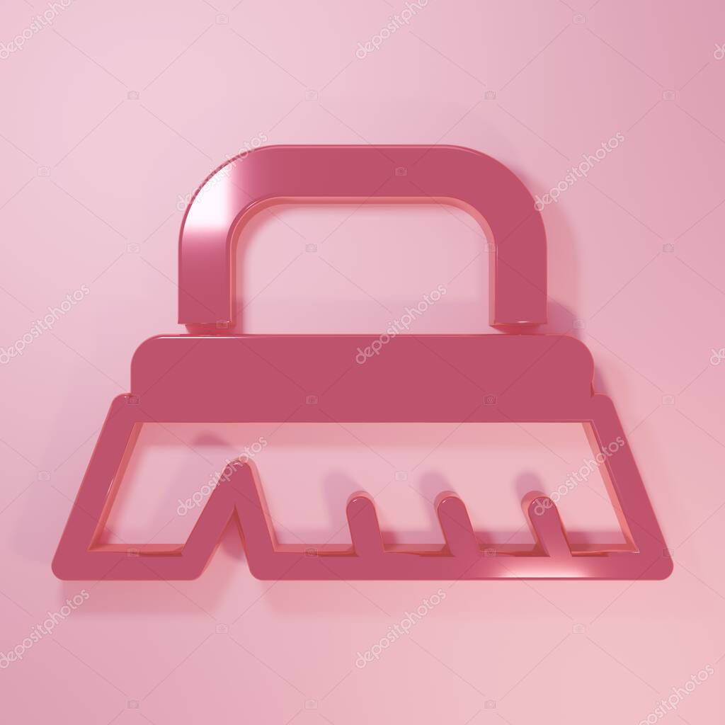 Pink Brush for cleaning icon isolated on pink background. Minimalism concept. 3D render illustration.