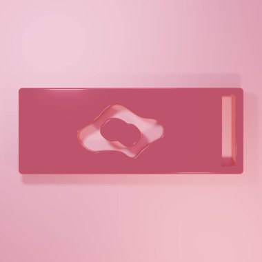 Pembe Kan testi ve virüs molekülü koronavirüs ikonu pembe arka planda izole edilmiş. Coronavirus, COVID-19. 2019-nCoV. Minimalizm kavramı. 3 Boyutlu resimleme.