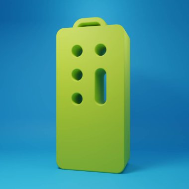 Mavi arkaplanda yeşil uzaktan kontrol simgesi izole edildi. Minimalizm kavramı. 3 Boyutlu resimleme.