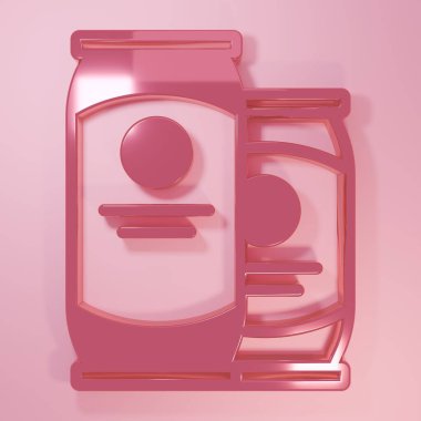 Pembe Bira kutusu ikonu pembe arka planda izole edilmiş. Minimalizm kavramı. 3 Boyutlu resimleme.