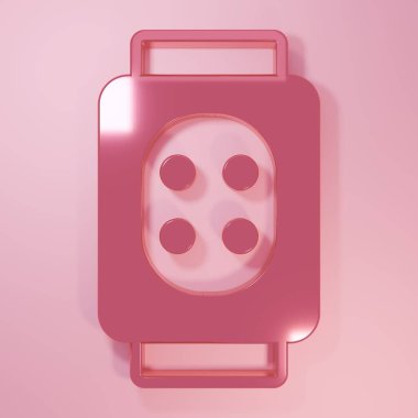 Pink Knee pads icon isolated on pink background. Extreme sport. Skateboarding, bicycle, roller skating protective gear. Minimalism concept. 3D render illustration.
