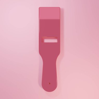 Pembe boya fırçası simgesi pembe arkaplanda izole edilmiş. Minimalizm kavramı. 3 Boyutlu resimleme.