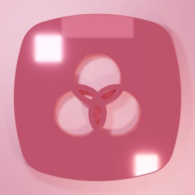 Pink RGB and CMYK color mixing icon isolated on pink background. Minimalism concept. 3D render illustration.