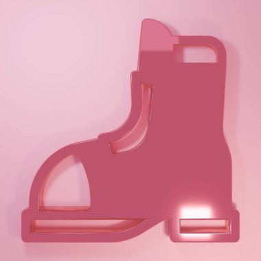 Pink Hunter boots icon isolated on pink background. Minimalism concept. 3D render illustration.