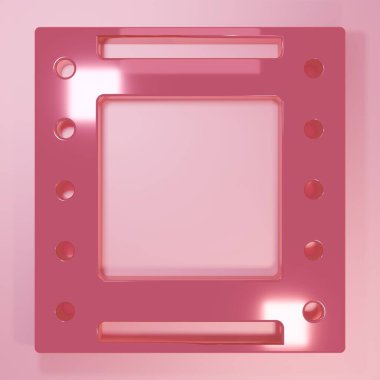 Pembe Oyun Görüntü simgesi pembe arkaplanda izole edildi. Film şeridi tabelası. Minimalizm kavramı. 3 Boyutlu resimleme.