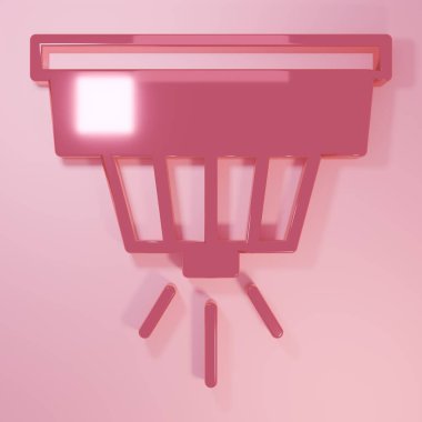 Pembe Duman Alarm Sistemi simgesi pembe arka planda izole edildi. Duman dedektörü. Minimalizm kavramı. 3 Boyutlu resimleme.