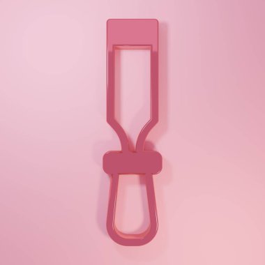 Pink Chisel tool for wood icon isolated on pink background. Minimalism concept. 3D render illustration.