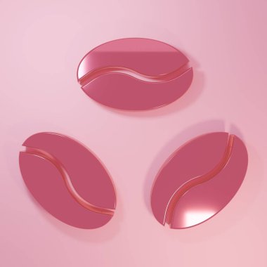 Pink Coffee beans icon isolated on pink background. Minimalism concept. 3D render illustration.
