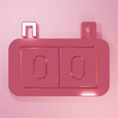 Pembe Spor mekanik skorbordu ve sonuç simgesi pembe arka planda izole edilmiş. Minimalizm kavramı. 3 Boyutlu resimleme.