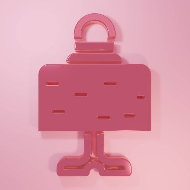 Pink Magic ball on table icon isolated on pink background. Crystal ball. Minimalism concept. 3D render illustration.