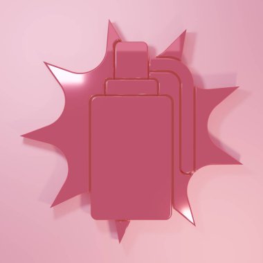 Pembe El bombası ikonu pembe arka planda izole edilmiş. Bomba patlaması. Minimalizm kavramı. 3 Boyutlu resimleme.