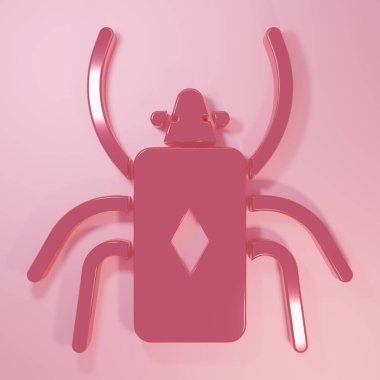 Pink Beetle bug icon isolated on pink background. Minimalism concept. 3D render illustration.