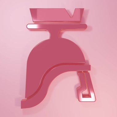 Pembe Roma ordu miğferi ikonu pembe arka planda izole edilmiş. Minimalizm kavramı. 3 Boyutlu resimleme.