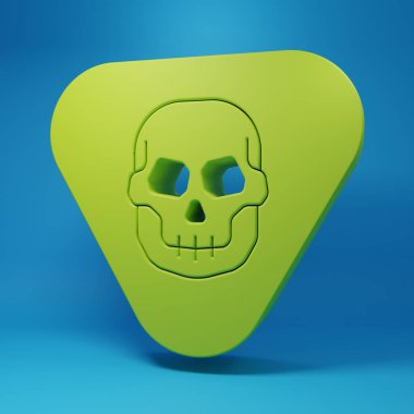 Green Guitar pick icon isolated on blue background. Musical instrument. Minimalism concept. 3D render illustration.