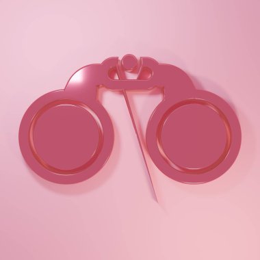 Pembe dürbün simgesi pembe arkaplanda izole edilmiş. Yazılım işareti bul. Casus ekipman sembolü. Minimalizm kavramı. 3 Boyutlu resimleme.