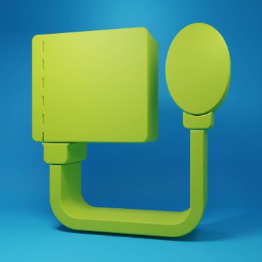 Green Blood pressure icon isolated on blue background. Minimalism concept. 3D render illustration.