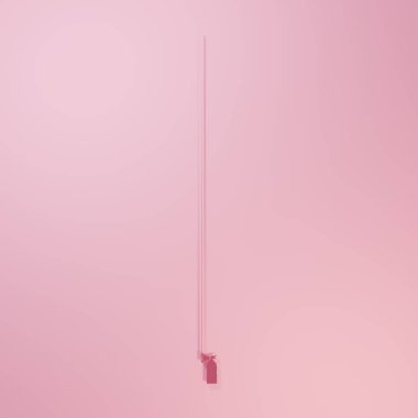Pembe yangın söndürücü ikonu pembe arka planda izole edilmiş. Minimalizm kavramı. 3 Boyutlu resimleme.