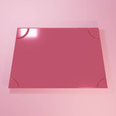 Pink Acute trapezoid shape icon isolated on pink background. Minimalism concept. 3D render illustration.