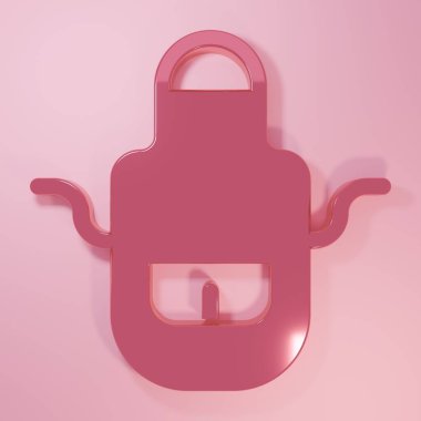 Pink Barber apron icon isolated on pink background. Apron of a hairdresser with pockets. Minimalism concept. 3D render illustration.