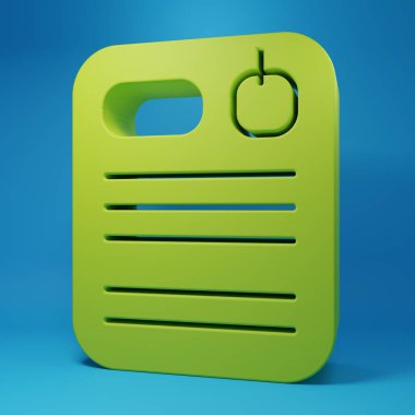 Green Dossier folder icon isolated on blue background. Minimalism concept. 3D render illustration.