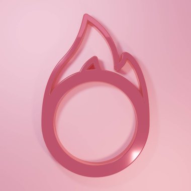 Pembe Sirk ateş çemberi ikonu pembe arka planda izole edilmiş. Ateş çemberi. Yuvarlak ateşli çerçeve. Minimalizm kavramı. 3 Boyutlu resimleme.