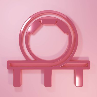 Pembe lunapark treni ikonu pembe arka planda izole edilmiş. Eğlence parkı. Çocuklar için eğlence parkı, eğlence parkı. Minimalizm kavramı. 3 Boyutlu resimleme.