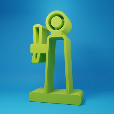 Mavi arkaplanda yeşil bira ikonu izole edildi. Minimalizm kavramı. 3 Boyutlu resimleme.