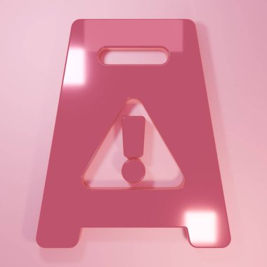 Pink Wet floor and cleaning in progress icon isolated on pink background. Cleaning service concept. Minimalism concept. 3D render illustration.