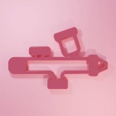 Pembe boya sprey tabancası ikonu pembe arka planda izole edilmiş. Minimalizm kavramı. 3 Boyutlu resimleme.