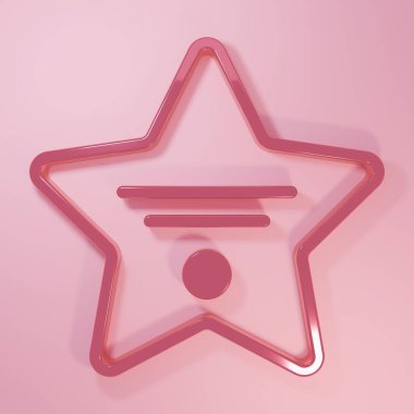 Pink Walk of fame star on celebrity boulevard icon isolated on pink background. Hollywood, famous sidewalk, boulevard actor. Minimalism concept. 3D render illustration.