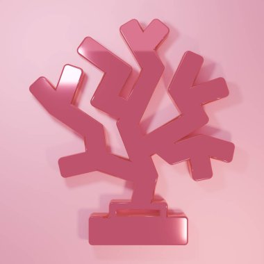 Pink Coral icon isolated on pink background. Minimalism concept. 3D render illustration.