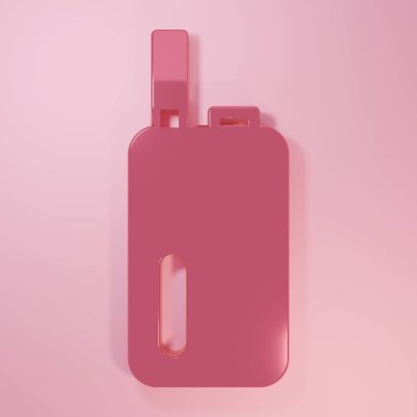 Pembe Elektronik sigara ikonu pembe arka planda izole edilmiş. Tüttürme aleti. Buharlaştırıcı Cihaz. Minimalizm kavramı. 3 Boyutlu resimleme.