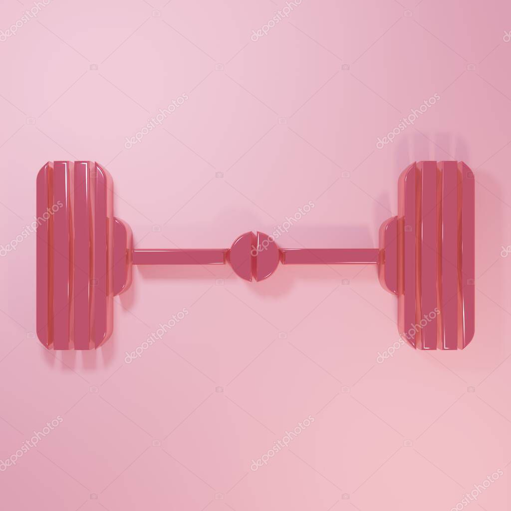Pink Chassis car icon isolated on pink background. Minimalism concept. 3D render illustration.