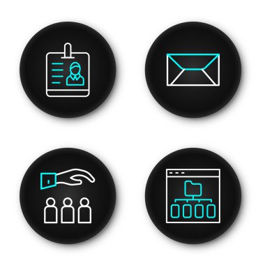 Satır Tarayıcı dosyalarını Patron 'un personel zarfı ve kimlik kartı simgesine göre ayarla. Vektör.