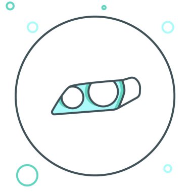 Çizgi Araba far simgesi beyaz arkaplanda izole edildi. Renkli taslak konsepti. Vektör.