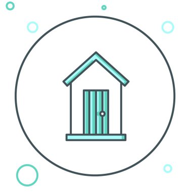 Çiftlik evi simgesi beyaz arka planda izole edildi. Renkli taslak konsepti. Vektör.