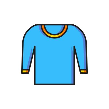 Beyaz arkaplanda izole edilmiş renkli süveter simgesi. Kazak ikonu. Düz çizgili, gölgeli. Vektör.