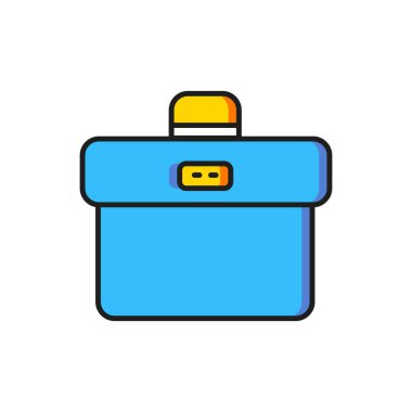 Beyaz arkaplanda izole edilmiş renkli evrak çantası simgesi. İş ilanı. İş portföyü. Düz çizgili, gölgeli. Vektör.