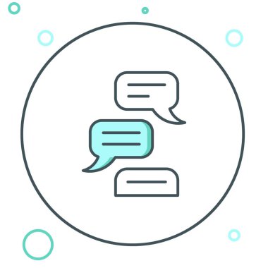 Konuşma balonu sohbet simgesi beyaz arkaplanda izole edildi. İleti simgesi. İletişim ya da yorum sohbet sembolü. Renkli taslak konsepti. Vektör.