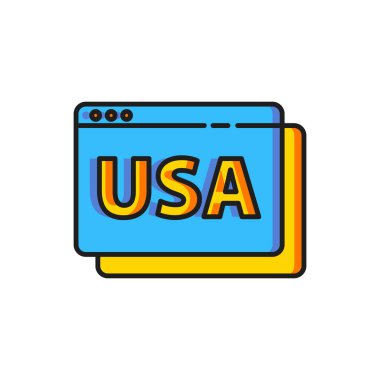 Amerika Birleşik Devletleri 'nin beyaz arka planda izole edilmiş tarayıcı simgesindeki rengi. Düz çizgili, gölgeli. Vektör.