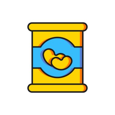 Renkli fasulye kutusu simgesi beyaz arkaplanda izole edildi. Düz çizgili, gölgeli. Vektör.