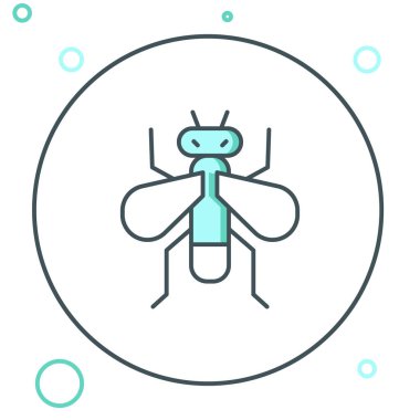 Hat böceği sineği simgesi beyaz arkaplanda izole edildi. Renkli taslak konsepti. Vektör.