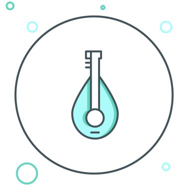 Geleneksel müzik aleti mandolin simgesi beyaz arkaplanda izole edildi. Renkli taslak konsepti. Vektör.