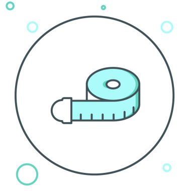 Beyaz arkaplanda çizgi mezurası simgesi izole ediliyor. mezura. Renkli taslak konsepti. Vektör.